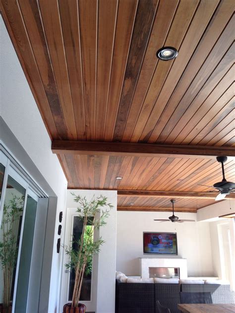 Wood Ceiling In Cabin Outdoor Living Room