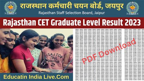 Rajasthan Cet Graduation Level Result Education India