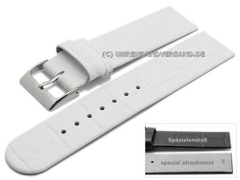 Watch Strap Pb Lb026 20mm White Leather Alligator Grain Special Lug