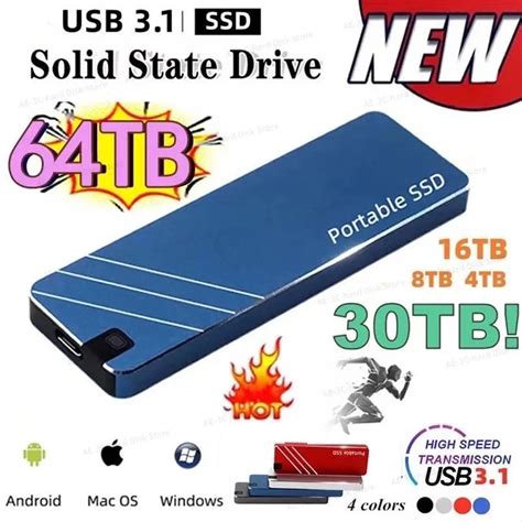 Portable Ssd Tb Hard Drive Type C Usb External Mobile Solid State