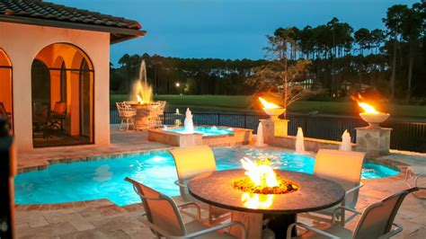 Pools With Fire Pit Poolside Designs