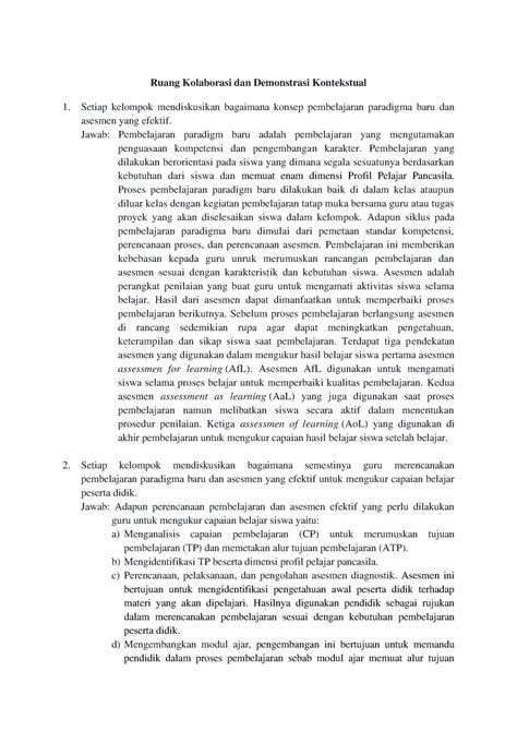 Ruang Kolaborasi Konsep Pembelajaran Paradigma Baru Dan Asesmen Yang