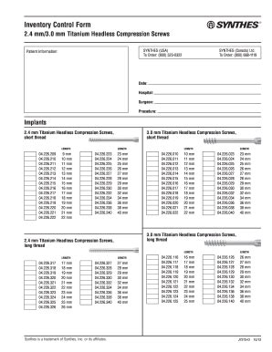 Synthes Small Cchs Inventory Complete With Ease Airslate Signnow