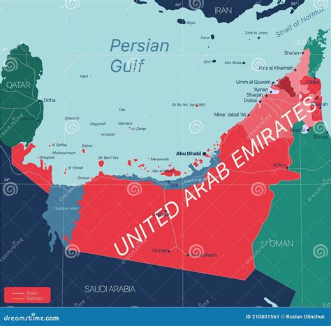 阿拉伯联合酋长国详图可编辑地图 向量例证 插画 包括有 伊斯兰 例证 阿曼 图象 背包 中间 210801561