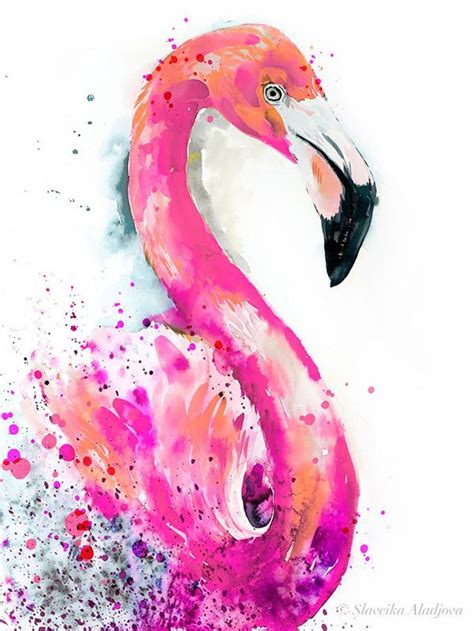 Rosa Flamingo Aquarell Druck Von Slaveika Aladjova Kunst Tier