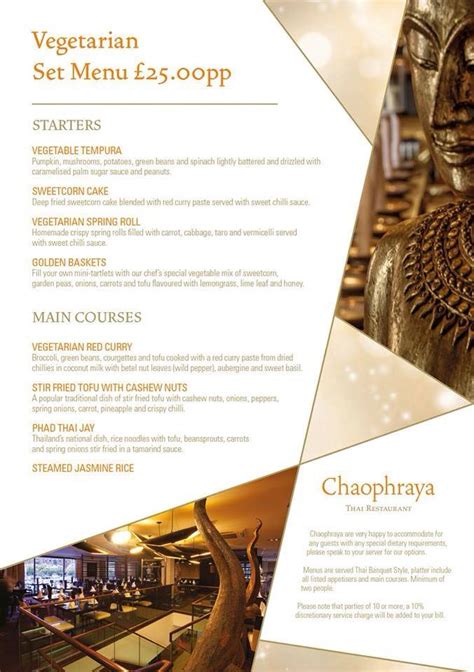 Menu at Chaophraya Edinburgh restaurant, Edinburgh