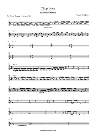 System Of A Down Chop Suey Sheet Music For Clarinet Bb