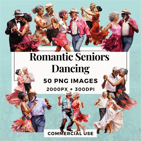 50 Romantic Seniors Dancing Clipart Pack INSTANT DOWNLOAD, PNG ...