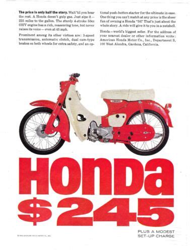 1963 Honda 50cc Print Ad Motorcycle Scooter Honda Motor Company Fb020