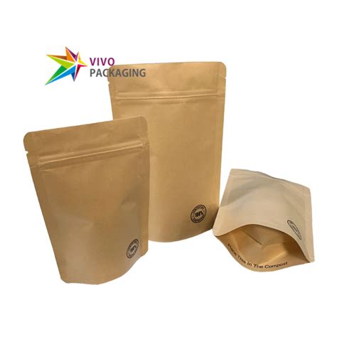 150g Biodegradable Stand Up Pouch With Zipper 100 Compostable 100