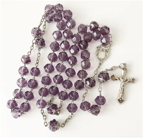 Vintage French Rosary Purple Glass Faceted Rosary Catholic Etsy