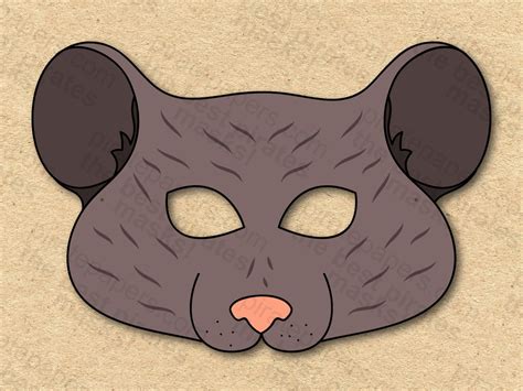mouse mask printable paper diy  kids  adults  etsy