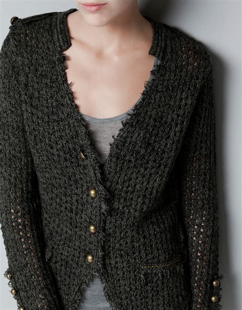 OPEN WORK CARDIGAN WITH GOLD APPLIQUÉS Knitwear Woman ZARA United