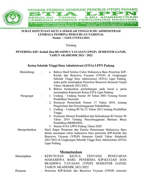 Contoh Sk Penetapan Penerimaan Siswa Baru Doc IMAGESEE