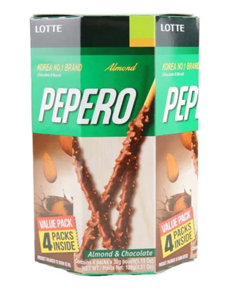 Lotte Pepero Almond Chocolate Biscuit Sticks 128 Gram Pack Etsy