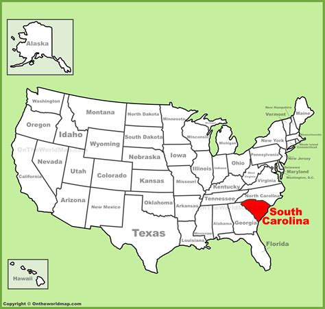 South Carolina location on the U.S. Map - Ontheworldmap.com