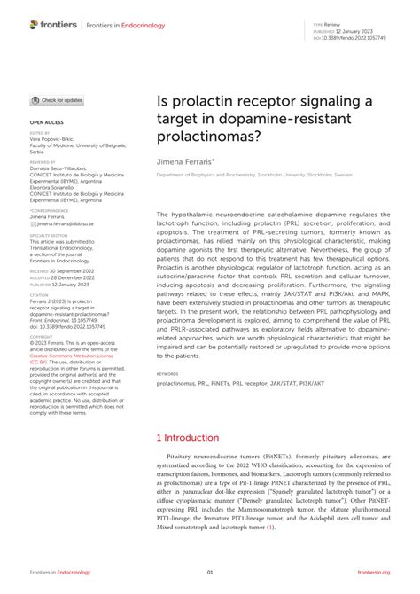 Pdf Is Prolactin Receptor Signaling A Target In Dopamine Resistant