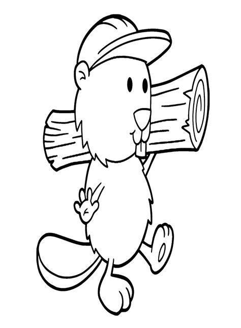 Cute Busy Beaver Coloring Page - Free Printable Coloring Pages