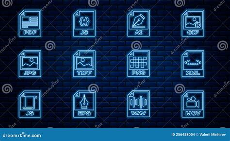 Set Line Mov File Document Xml Ai Tiff Pdf Png Y Js Icono Vector