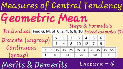 4 Geometric Mean Measures Of Central Tendency For Individual Discrete And Continuous Series