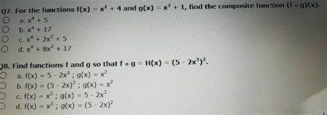 Solved O F X X2 4 And G X X 1 Find The Composite Function