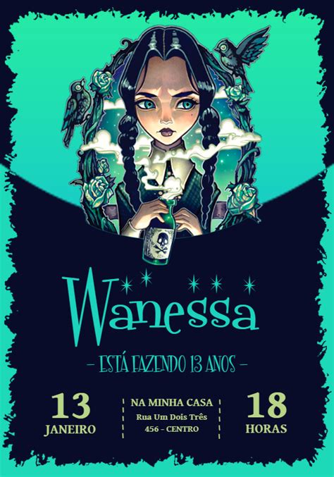 Invitation D Anniversaire De La Famille Addams Wandinha Mercredi Un