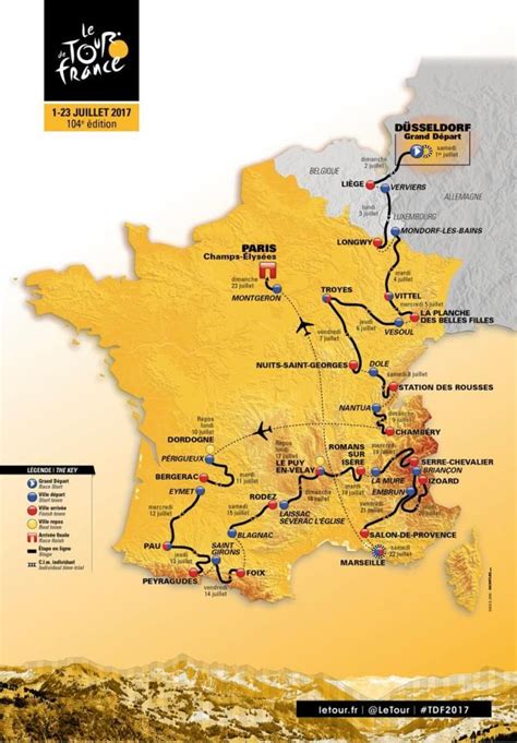 The 2017 Tour De France Route Map France 2017 France Map Tour France