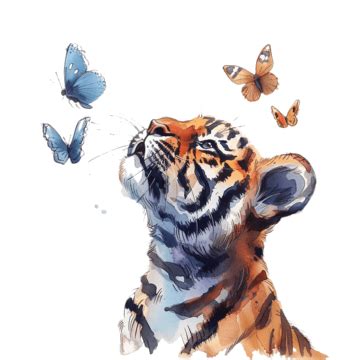 Watercolor Baby Tiger Cute Tiger Baby Tiger Sublimation PNG