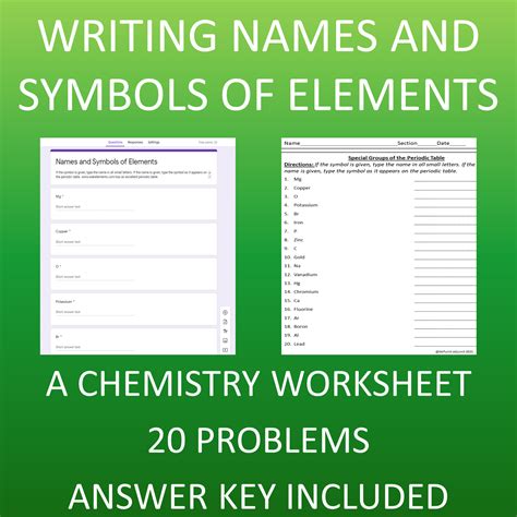 Writing Names And Symbols Of Elements Worksheet Chemistry 20