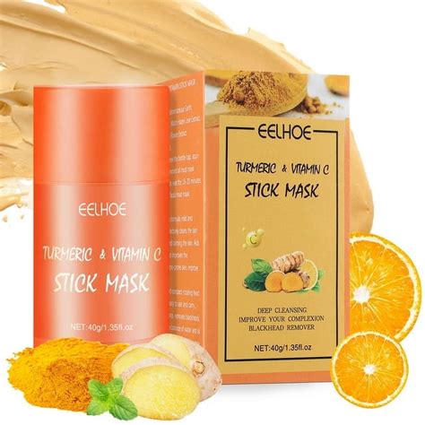 Turmeric Vitamin C Clay Face Mask Stick For Dark Spots Oil Control And