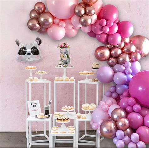 Pink Bridal Shower Balloon Garland Kit With Purple Rose Gold Etsy