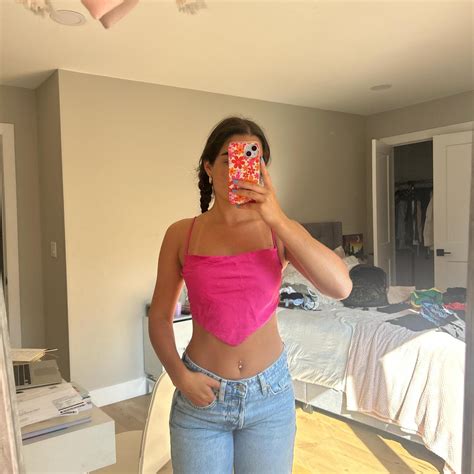 Hot Pink Open Back Crop Top Depop