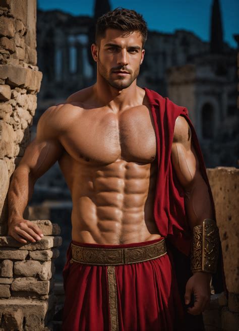 Lexica Photo Essay Of Handsome Roman Male Muscle Model Hairy Chest