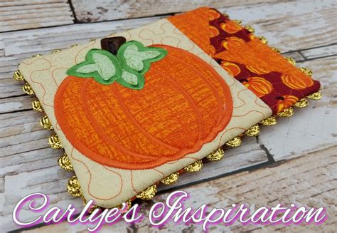 Pumpkin In The Hoop Mug Rug Design X Design Embroidery Etsy