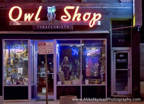 Owl Shop Tobacconists Neon Sign In Worcester Massachusetts Vintage