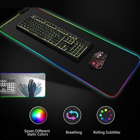 Mousepad Non skid Base RGB Large Colorful LED Lighting Keyboard Mat ...