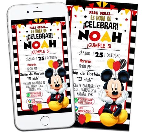 Mickey Mouse Invitación Digital Interactiva Meses sin interés