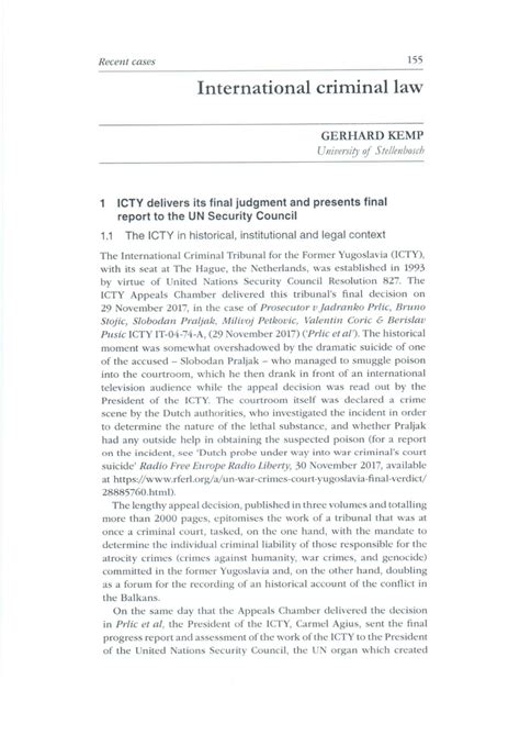 (PDF) Recent cases on international criminal law