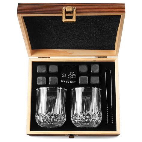 Whiskey Set Glasses Tongs And Basalt Stones In Stock Trendhim