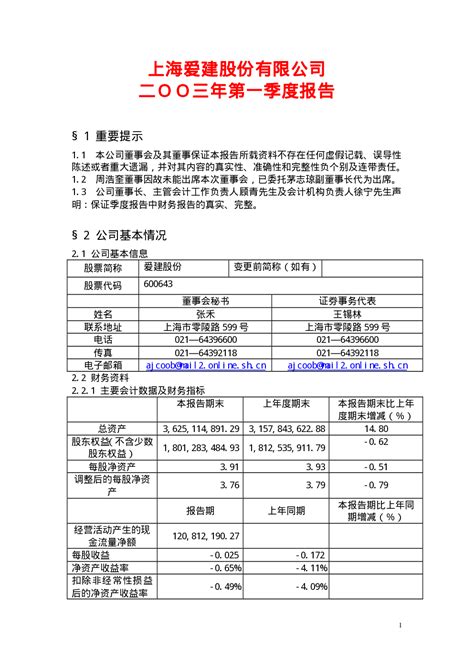 爱建集团：爱建股份2003年第一季度报告