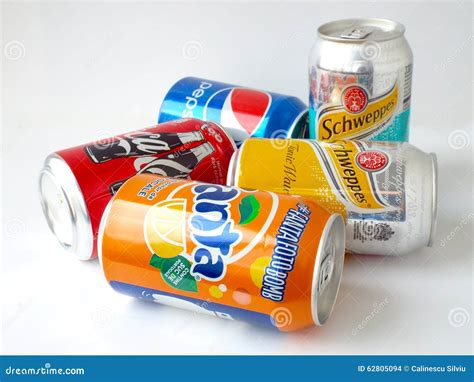 Soda Cans Collection Isolated In White Bacground Editorial Stock Image ...