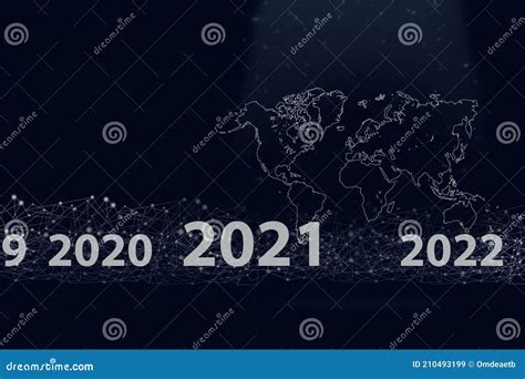 Concept World Map With Virtual Gologram Year And Digital