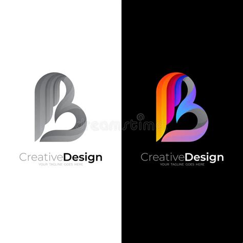 Letter B Logo And Wing Design Colorful Letter B Icon 3d Stock Vector