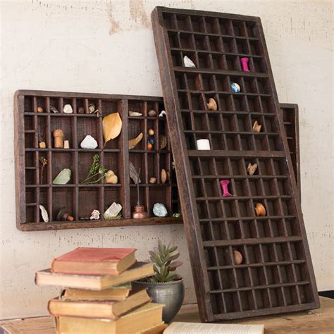 Antique Printers Tray Wall Shelf – Paynes Gray