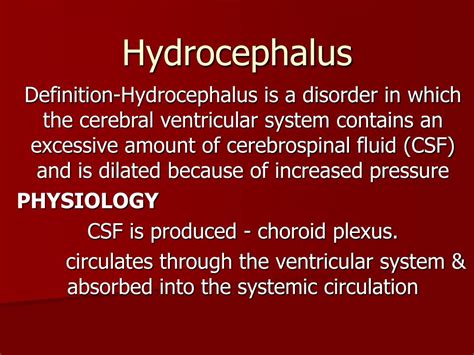 Ppt Hydrocephalus Powerpoint Presentation Free Download Id159258