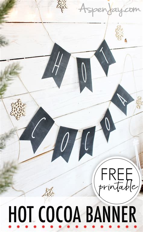 Hot Cocoa Banner Free Chalkboard Printable Aspen Jay