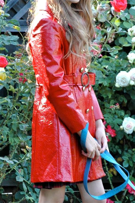 Groovy S Red Vinyl Trench Coat