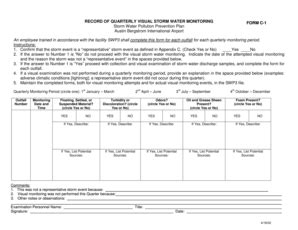 Fillable Online Austintexas Record Of Quarterly Visual Storm Water