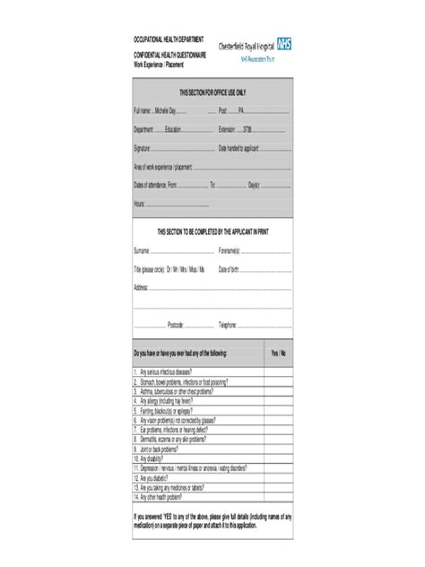 E Health Declaration Form Free Sample Health Declaration Forms In