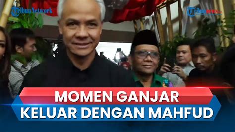 Momen Ganjar Pranowo Keluar Bersama Mahfud Md Diiringi Sholawat Menko